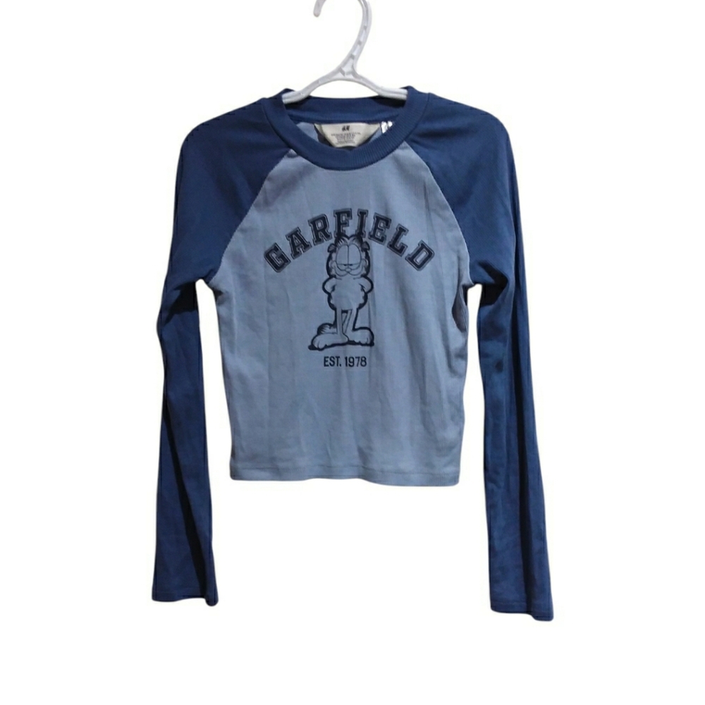 H&M Girls Garfield Long Sleeve Crop Top